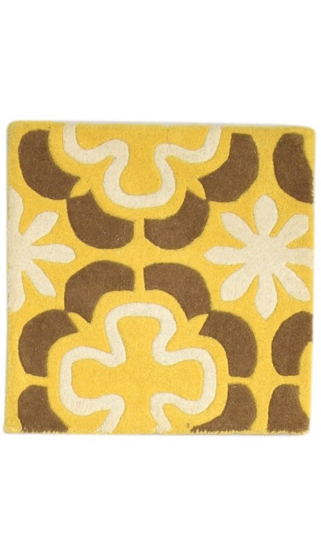 Modern Hand Tufted Wool Gold 2' x 2' Rug