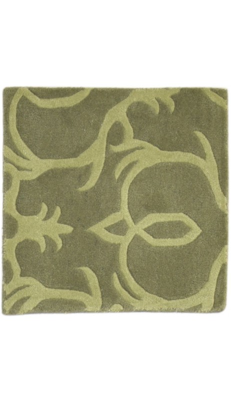 Modern Hand Tufted Wool Green 2' x 2' Rug