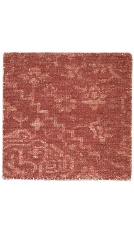 Modern Hand Knotted Wool / Silk (Silkette) Red 2' x 2' Rug