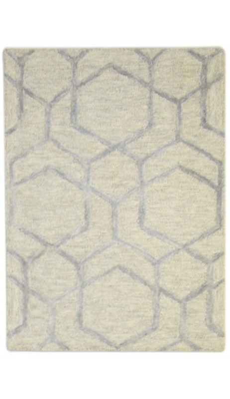 Modern Hand Tufted Wool Beige 2' x 3' Rug