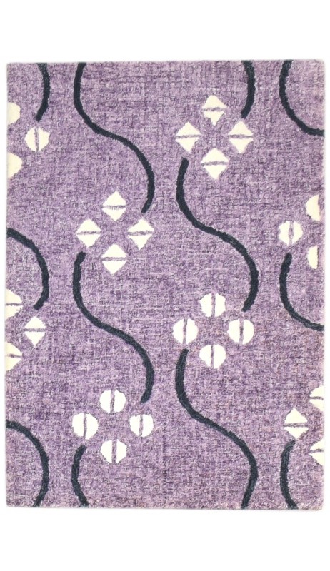 Modern Hand Tufted Wool Purple 2' x 3' Rug