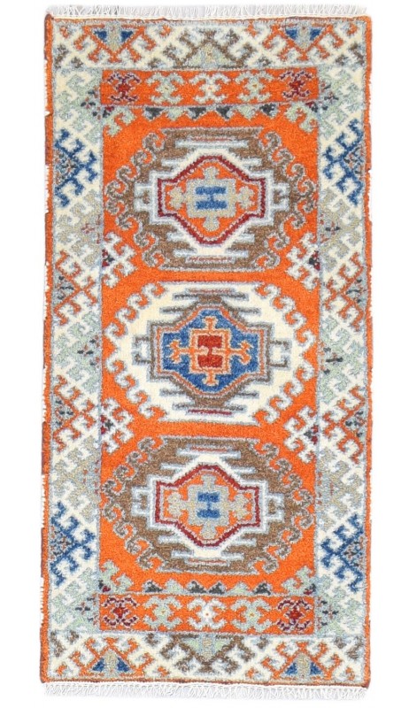 Traditional-Persian/Oriental Hand Knotted Wool Orange 2' x 4' Rug