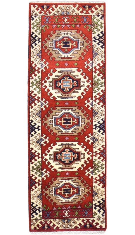 Traditional-Persian/Oriental Hand Knotted Wool Red 2' x 6' Rug