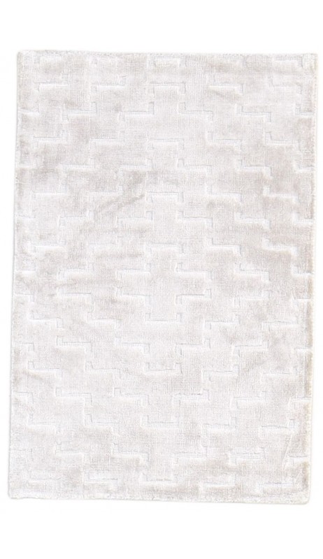 Modern Handloom Wool / Silk (Silkette) Beige 2' x 3' Rug