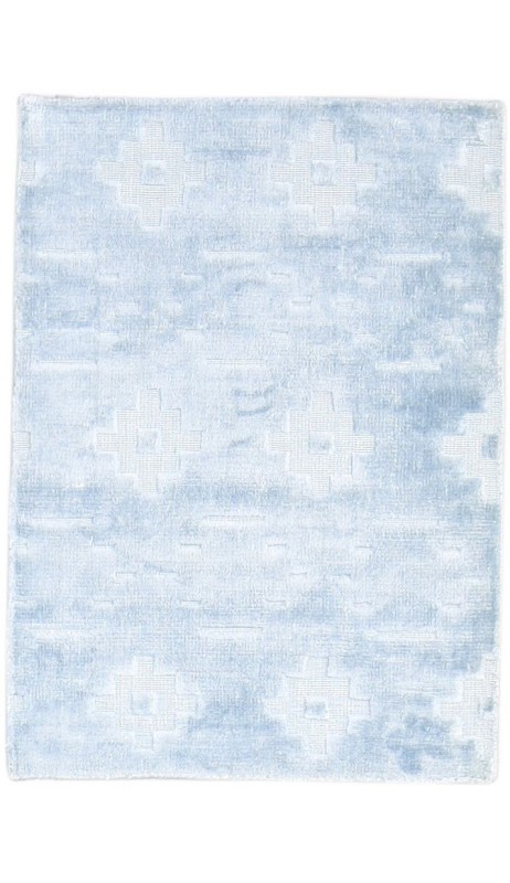 Modern Handloom Wool / Silk (Silkette) Blue 2' x 3' Rug