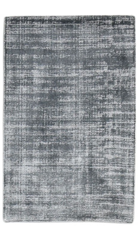 Modern Handloom Wool / Silk (Silkette) Charcoal 2' x 3' Rug