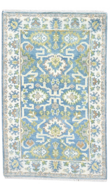 Traditional-Persian/Oriental Hand Knotted Wool Blue 3' x 5' Rug