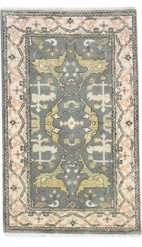 Traditional-Persian/Oriental Hand Knotted Wool Dark Grey 3' x 5' Rug