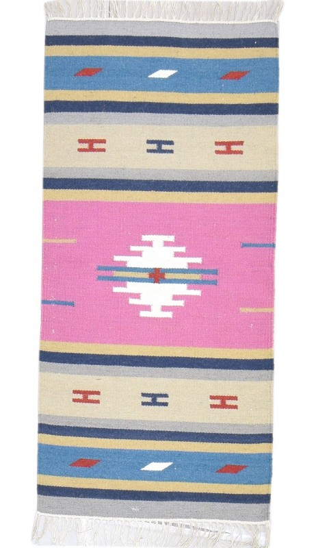 Traditional-Persian/Oriental Dhurrie Wool Pink 2' x 5' Rug
