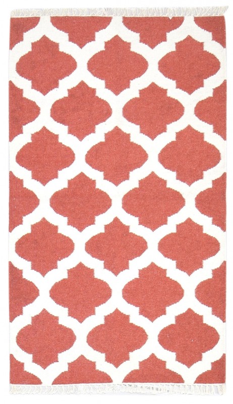 Modern Dhurrie Wool Pink 3' x 5' Rug