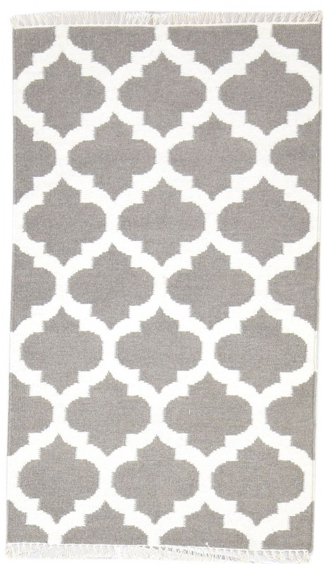 Modern Dhurrie Wool Grey 3' x 5' Rug