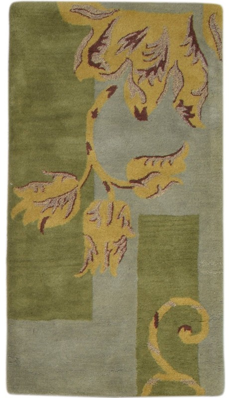 Modern Hand Tufted Wool Green 2' x 4' Rug