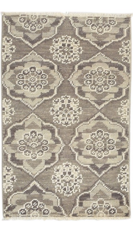 Modern Hand Knotted Wool Brown 2' x 3' Rug
