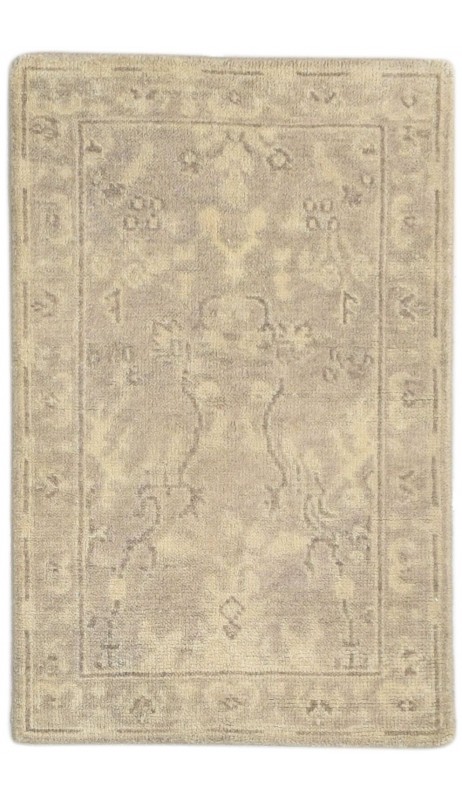 Traditional-Persian/Oriental Hand Knotted Wool Silk Blend Beige 2' x 3' Rug