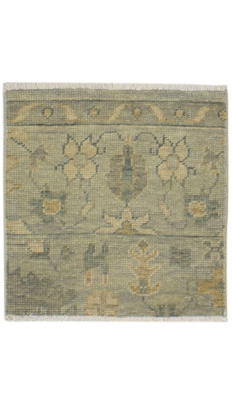 Traditional-Persian/Oriental Hand Knotted Wool Sage 2' x 2' Rug