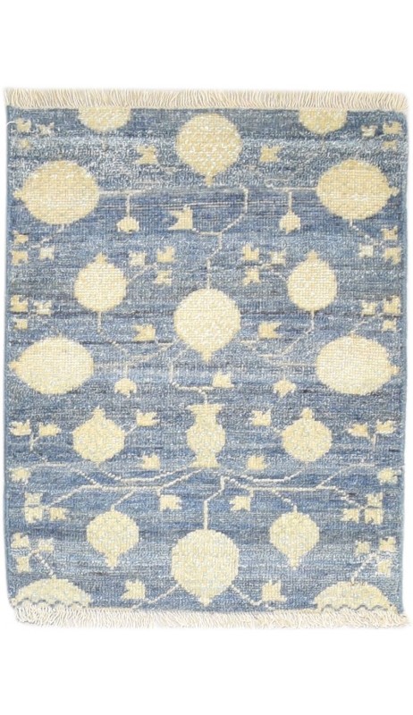 Traditional-Persian/Oriental Hand Knotted Wool blue 2' x 3' Rug