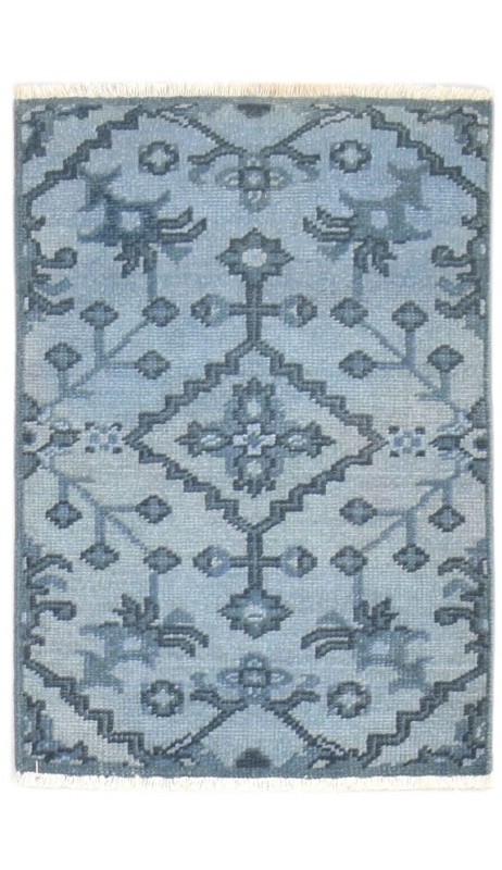 Traditional-Persian/Oriental Hand Knotted Wool blue 2' x 3' Rug