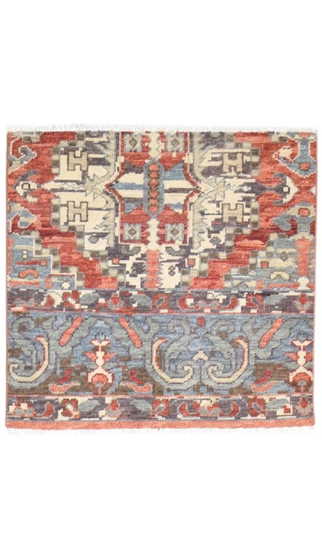 Traditional-Persian/Oriental Hand Knotted Wool Red 3' x 3' Rug