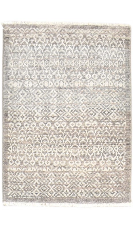 Modern Hand Knotted Wool Silk Blend Brown 2' x 3' Rug