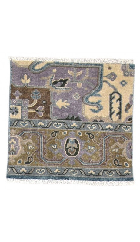 Traditional-Persian/Oriental Hand Knotted Wool Purple 2' x 2' Rug