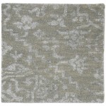 Modern Hand Knotted Wool / Silk (Silkette) Green 2' x 2' Rug