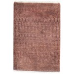 Modern Hand Knotted Wool / Silk (Silkette) Rust 2' x 3' Rug