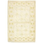 Modern Hand Woven Wool / Silk (Silkette) Beige 2' x 3' Rug