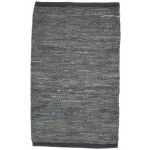 Modern Hand Woven Leather Cowhide Charcoal 2' x 3' Rug