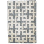 Modern Jacquard Loom Silk Dark Grey 2' x 3' Rug