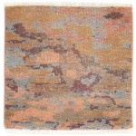 Modern Hand Knotted Wool Rust 2' x 2' Rug