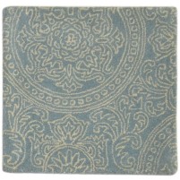 Modern Hand Tufted Wool / Silk (Silkette) Blue 2' x 2' Rug