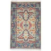 Traditional-Persian/Oriental Hand Knotted Wool Green 2' x 3' Rug