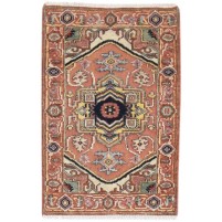 Traditional-Persian/Oriental Hand Knotted Wool Rust 2' x 3' Rug