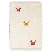 Traditional-Persian/Oriental Hand Knotted Wool Cream 1' x 2' Rug