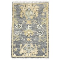Traditional-Persian/Oriental Hand Knotted Wool Dark Grey 2' x 3' Rug