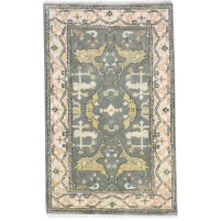 Traditional-Persian/Oriental Hand Knotted Wool Dark Grey 3' x 5' Rug