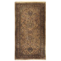 Traditional-Persian/Oriental Hand Knotted Wool Brown 2' x 4' Rug