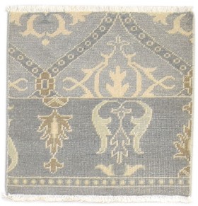 Traditional-Persian/Oriental Hand Knotted Wool Grey 2' x 2' Rug